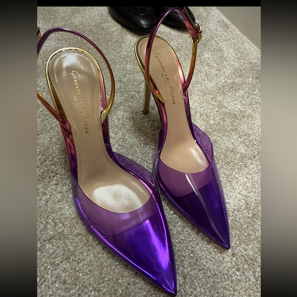 Gianvito Rossi Metallic Purple and Gold Heels